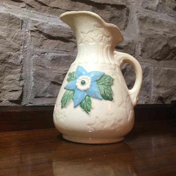 Lovely Hull Water Pitcher Vase Vintage Blue Star Flower, Ewer/Pitcher/ Vase USA - Picture 5 of 11
